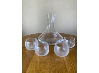 Glass Decanter Set W/ Stemless Wine Glasses