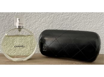 Chanel Lot With Near Full 3.4 Oz. Chanel Chance Eau Fraiche And Classic Quilted Chanel Glasses Case