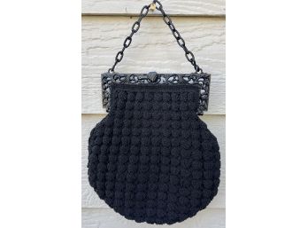 Victorian Style Crochet Handbag With Composition Chain And Clisure