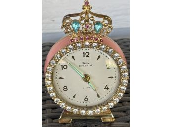 Fantastic Vintage Linden Black Forest Rhinestone Alarm Clock