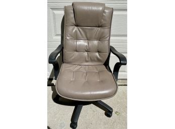 Taupe Leather Adjustable  Office Chair On Casters