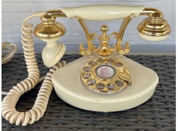 Vintage Fancy Ivory Rotary Telephone