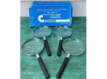 4 Vintage Magnifying Glasses In Box