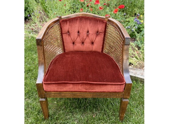 Two Gorgeous Cane Back Upholstered Red Chairs