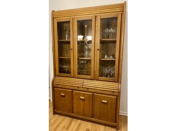 Large Singer Furniture Lighted China Cabinet With 2 Drawers And Bottom Shelf