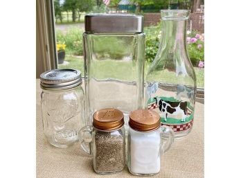 Cute Glass Kitchen Items Including Anchor Hocking Storage Jar