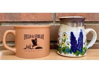 Field And Stream Mug  And Signed Ceramic Flower Mug