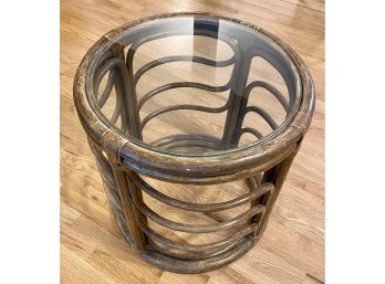 Glass Top Wooden Side Table