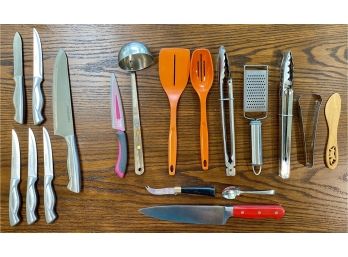 Collection Of Misc Kitchen Items Including Pioneer Woman Knife