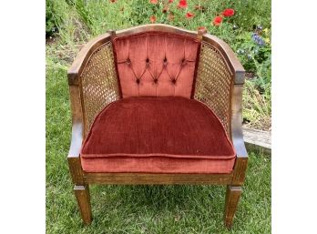 Two Gorgeous Cane Back Upholstered Red Chairs
