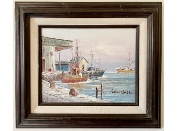 Signed Brian Roacha Sailboat Painting In Wooden Frame Made In Mexico
