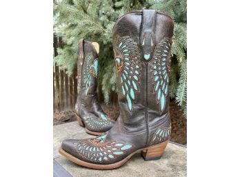 Corral Turquoise Fleur De Lis Western Boots Women's Size 8.5