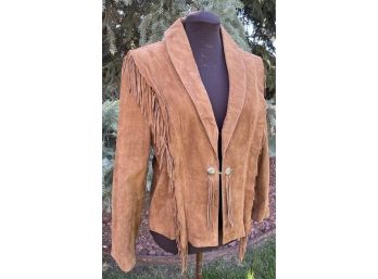 Scully Brown Suede Fringed Jacket With Concho Accents Women's Size XL