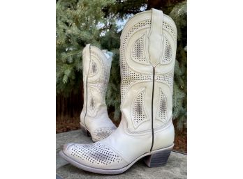 Corral Tobacco/Beige Laser Cut Western Boots Women's Size 8.5