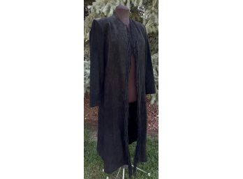 3B West Long Black Suede Coat With Fringe Women's Size M
