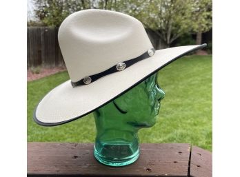 Bailey White Paper With Black Leather & Conchos Western Women's Hat