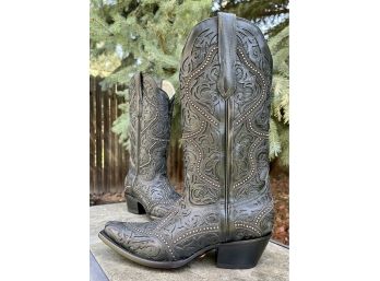 New Corral Full Overlay & Studs Snip Toe Western Boots Women's Size 8.5