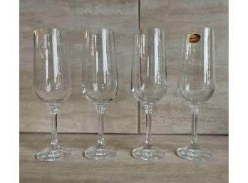 Lot Of 4 Bohemia Crystal  Champagne Flutes