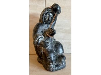 The Wolf Sculptures Eskimo Hunting A Seal Soapstone Figure
