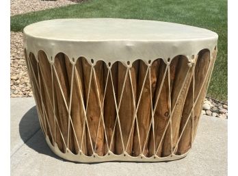 Aspen Wood Logs Drum Side Table
