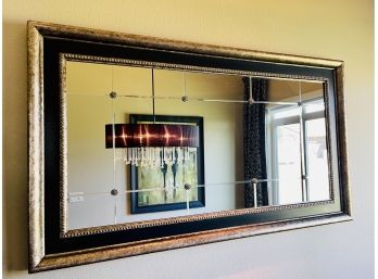 Large Mirror With Metal Flower Accents