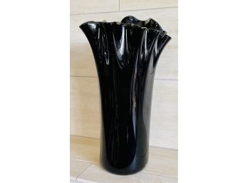 Contemporary Large Lack Glass Vase