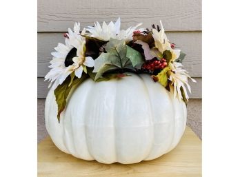 Flower Arrangement In Large Pumpkin- Fall Decor