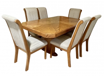 Wood Dining Table With 6 Chairs And Extra Leaf