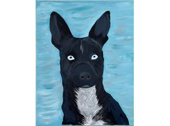 Black-White Dog Portrait Painting