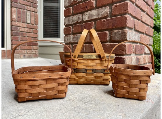3 Pc. Longaberger Baskets With Handles