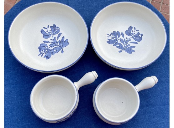 Blue And White Dishes Including Two 'Onion Soup' Bowls