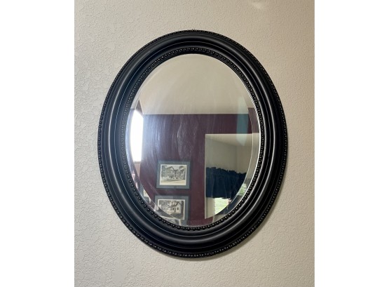 Wood Framed Oval Mirror With Beveled Glass