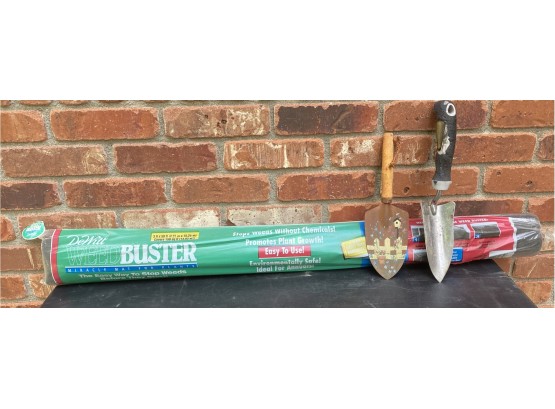 Unopened Garden Weed Buster And Two Garden Shovels