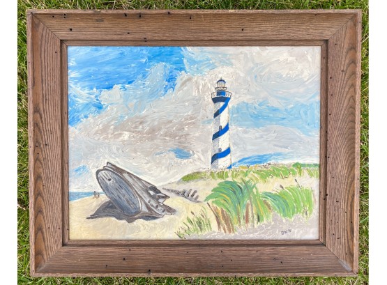 Signed Framed Lighthouse Painting