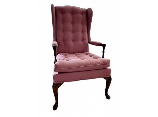 Small Queen Ann Occasional Chair With Wood Arm And Tufted Back-seat