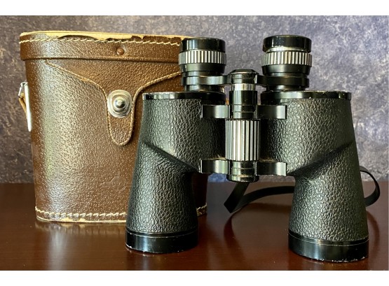 Swift Brand Binoculars Saratoga Model No. 801 With Brown Leather Carrying Case