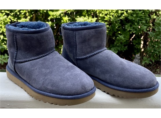 Blue Shearling Ugg Ankle Boots Women's Size 8