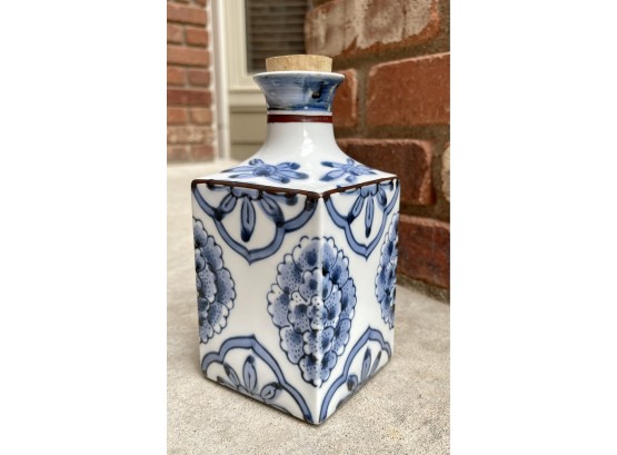 Oriental Porcelain Blue/white Jug With Cork Stopper