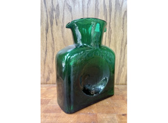 Lovely Green Glass 2 Sided Pitcher