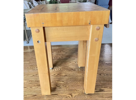 Solid Wood Butcher Block On Casters