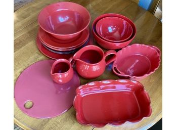 Lot Of Red Kitchen Dishes