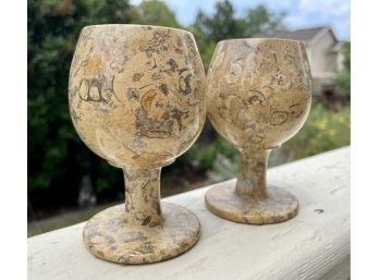 2 Pc. Stone Goblets