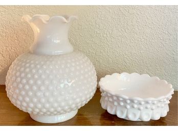 Milk Glass Vase And Small Bowl