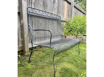Wrought Iron Garden Bench With Floral Cushion