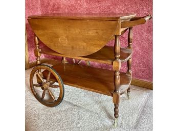Vintage Wooden Bar Drop Leaf Bar Cart