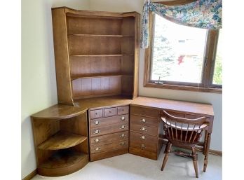 Wonderful Ethan Allen Wooden Corner Desk With Hutch, Chair, And Detatchable Shelf