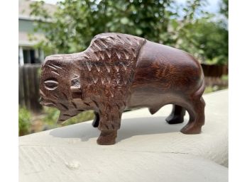Carved Iron Wood Bison