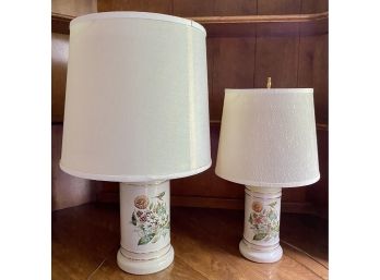 Two Floral Ceramic Lamps