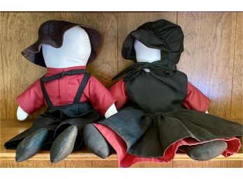 Two Vintage Amish Faceless Dolls From Pixie Enterprises