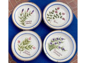 Four Botanical Stoneware Plates